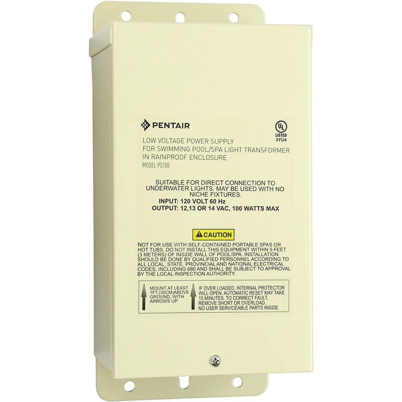 Pentair 100W 12V-14V Pool and Landscape Rated Light Transformer | 619962