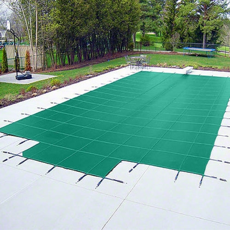 Yard Guard Deck-Lock Mesh Safety Cover - 20' X 40' With Center Step - Green
